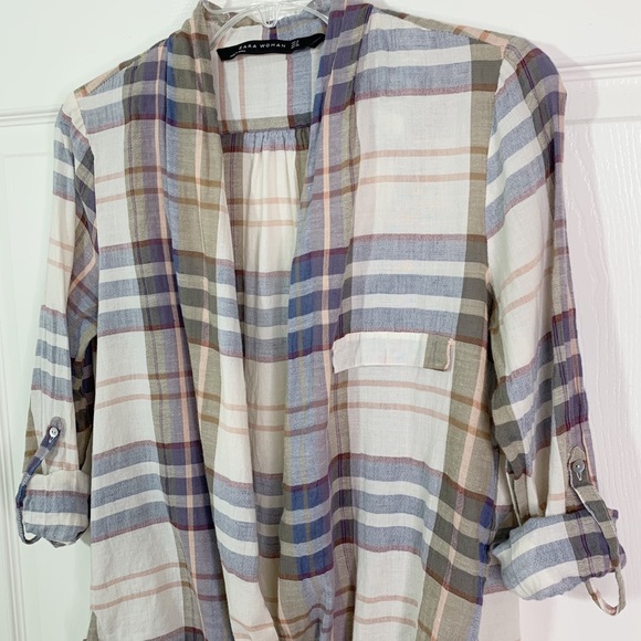 Zara Woman Plaid Crossover Top - Picture 2 of 10